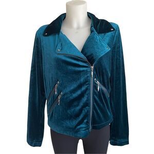 Badgley Mischka Bluegreen‎ Belle Moto Jacket, Full zip velvet 
Size medium